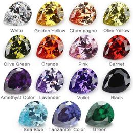 15pcs-1lot Per Colors Total Beads Size 4x6mm - 10x12mm Pear Shape Loose Cubic Zirconia Stone217A