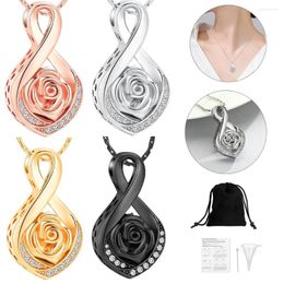 Pendant Necklaces Infinity With Rose Cremation Urn Necklace Stainless Steel Small Urns For Ashes Keepsake Women Memorial Jewelry Customize