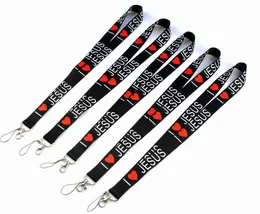 Cell Phone Straps & Charms 100pcs I love Jesus Cartoon Lanyard ID Badge Holder Keys Mobile Phone Neck ID for Car Key ID Card Pendant Boy Girl Gifts Wholesale # 138