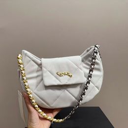 Designer shoulder bag 24C Designer Luxuries Handbag Women Moon Arc Shaped Branded Bag Classic Underarm Bag Darling Plaid Metal Leather Wear Chain Bag Crossbody Bag