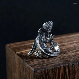 Cluster Rings Buyee 925 Sterling Silver Personality Ring Elegant Lizard Sweet Open Finger For Woman Man Excellent Fine Jewelry Circle