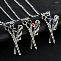 Pendant Necklaces 2023 Scissors Comb Titanium Steel Personality Punk Necklace Vintage Trendy Men Stainless
