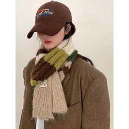 Scarves Designer Wool Striped Scarf Ladies Winter 2023 Thickened Warm Knit Bib For Women Selling