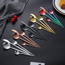 Dinnerware Sets Set Of 8 Stainless Steel Tableware Spoon Fork Knives Flatware Cutlery For Home Restaurant Kitchens