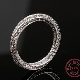 Real Eternity ring Luxury Full Stone 5A Zircon Birthstone 925 Sterling silver Women Wedding Ring Engagement Band Size 5-10 Gift295J