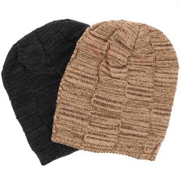 Bandanas 2 Pcs Men Winter Warm Hat Beanie Knit Beanies Knitting Men's Hats Knitted Thicken