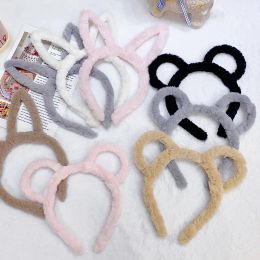 Cute Solid Bear Rabbit Ears Plush Hairband For Girls Lovely Fluffy Hair Decorate Headband Hair Hoop Fashion Hair Accessories