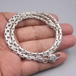 Chains Real Sterling Silver 925 Necklace For Men 3.5mm Bamboo Festival Chain Long Box Link 50cm Length