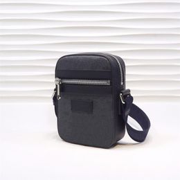 Classic mini size messenger bags black grey canvas leather mens shoulder with box handbag crossbody bag 08311n