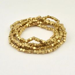 Strand European Trendy Metallic Jewellery Worn Gold Silver Colour Metal Copper Square Beads Bracelet For Women