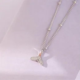 Pendant Necklaces Fashion Exquisite Romantic Cute Mermaid Silver Plated Jewellery Bead Fish Tail Crystal Clavicla Chain H560