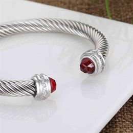 Designer Bangle Jewellery Cable Bracelets Men Cuff Bracelet Charm Bracelet 7mm Women Wedding Full Cubic Zirconia Crystal Open288W