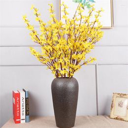 Decorative Flowers High Simulation Spring Flower Living Room Yellow Single Artificial Decoration Home Silk Ornament