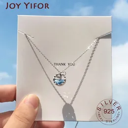 Pendants 925 Sterling Silver Mermaid Tears Foam Necklace Simple Tail Blue Crystal Clavicle Chain For Women Accessories