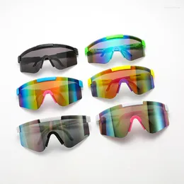 Sunglasses 2024 Fashion Large Frame Sports Cycling Colourful Polarised Coating Goggles Feminino