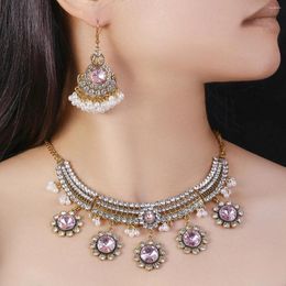 Necklace Earrings Set Zinc Alloy Sets Sunflower Multicolor Round Crystal Glass Hang Plastic Beads Jewellery