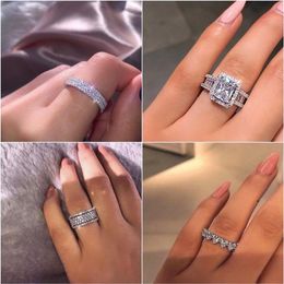 2019 INS Sell Luxury Jewellery Real 925 Sterling Silver Pave White Sapphire CZ Diamond Gemstones Promise Women Wedding Engagemen299L