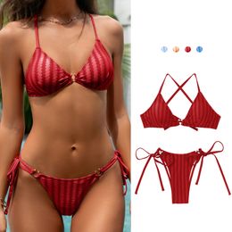 Bikini 2024 Striped New Beach Swimsuit New Cross-border Sexy Women's Swimwear Hot Sale One Piece Bikini Mujer