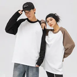 Women's T Shirts Patchwork Long Sleeve T-Shirt Women Cotton Oversized Tee Shirt Casual Loose Chic O Neck Femal Tshirt