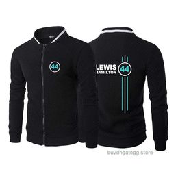 Mens Hoodies 2023/2024 New F1 Formula One Racing Team Sweatshirts Driver Lewis Hamilton Digital 44 Printed High Quality Plush Zip Stand Collar Jacket Mens Stree C230