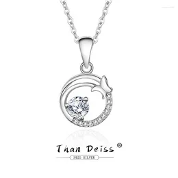 Chains Original Design 925 Sterling Silver Butterfly Necklace Fashion Women's Moissanite Diamond Round Pendant Summer Fine Jewellery