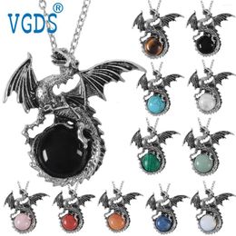 Pendant Necklaces VGDS Animal Vintage Domineering Dragon Men Pendants Natural Crystal Quartz Jasper Gemstone Charms Jewellery For Women