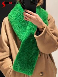 Scarves Fleece Women's Winter Fashion Green All-Matching Neckerchief Thick Warm Feminine Rectangle Solid Colour