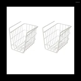 Kitchen Storage 2Pcs Wardrobe Rack Hanging Basket Under Clapboard Cabinet Shelf Office Desk