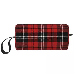 Cosmetic Bags Christmas Year Tartan Plaid Scottish Pattern Bag For Women Makeup Travel Water Resistant Toiletry Organise