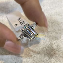 Custom Diamond Wedding Women S /10K Solid Gold Fine Jewellery Emerald Cut Moissanite Engagement Ring