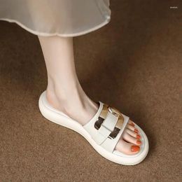 Slippers Summer 2023 Thick Slides On Beach Shoes White Open Toe Women's And Ladies Sandals Platform Trend Luxury Chic Elegant 39