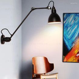 Wall Lamp Rotatable With Plug Reading Sconce Black Orange Yellow Chrome Gold Metal E14 Bulb Bedroom Living Room Lighting