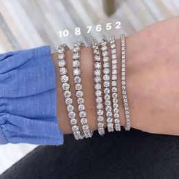 Tennis Bracelet 2mm Def Diamond Cut Moissanite Chain S925 7inches Fashion Hip Hop Jewellery