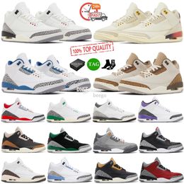 Basketball Shoes Jumpman 3 Men Women Sneakers 3s White Cement Fear Fire Red Lucky Green Palomino Cardinal Racer Blue Washington Wizards UNC laser Orange Trainer