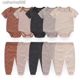 Clothing Sets Unisex 6/9/10Pieces Cotton New Born Bodysuits+Pants Baby Girl Clothes Sets Cartoon Print Short Sleeve Baby Boy Clothes BebesL231202
