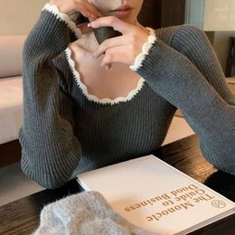 Women's Sweaters 2023 Ropa Mujer Cropped Pullovers Women Clothing O-neck Patchwork Tunic Jumper Pull Femme Fashion Sexy Y2k Knitted Sweater