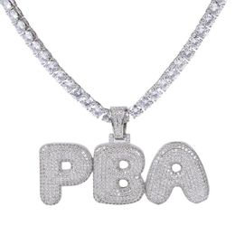 A-Z Custom Name Letters Name Necklaces & Pendant Charm For Men Women Gold Silver Color Cubic Zirconia with Rope Chain Gifts228k