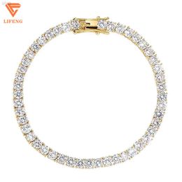 Hip Hop Jewellery Bracelet 925 Sterling Silver 5mm Round Ice Out Diamond Necklace Moissanite Tennis for Men and Women