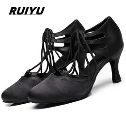 Dance Shoes Latin Dance Shoes Womens Salsa Tango Ballroom Party Women's Shoes Satin Black Purple Girls High Heel Dance Sneakers 231202