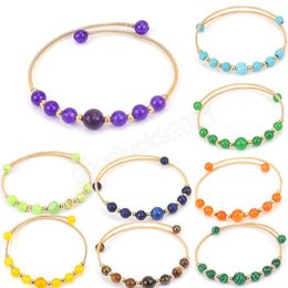 New Golden Colour Handmade Beaded Opening Bracelet for Women Girls Colourful Simple Crystal Bead Metal Adjustable Bracelet Jewellery