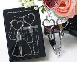 Other Event Party Supplies 10box Love Heart Corkscrew Wine Bottle Opener Wine Stopper Wedding Gift Favours for Guests Bottle Opener Set Wedding Decoration 231202