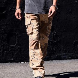 Men's Pants Male Clothing For Boys Casual Cargo Print Comfort Straight Leg Relaxed Loose With Pockets Pantalones Hombre