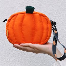 Evening Bags Women Quilted Tote Bag Pumpkin Crossbody Handbag Down Shoulder Padded Sling Pouch Novelty Halloween Girl Purse Bolsa