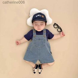 Clothing Sets 2023 Summer Baby Clothing Set Korea Toddler Girls Clothes Suit Infant Tee and Denim Overall Boys Outfit Twins Baby ClothesL231202