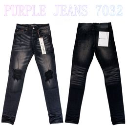 Mens Purple Jeans Designer Jeans Fashion Distressed Ripped Bikers Womens Denim cargo For Men Black Pants PU7032