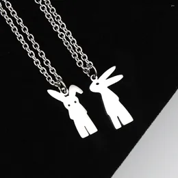 Pendant Necklaces 2023 Titanium Steel Couple Necklace For Women Men Trend Cute Lover Sweater Chain Jewelry Anniversary Date Gift