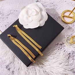 stainless steel Fashion stud earring personality exquisite letter tassel long gold silver earrings for woman2527