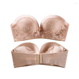 Yoga Outfit Strapless Bra Wedding Dress Sexy One Piece Women Seamless Underwear Push Up Lace Invisible Backless Lingerie Back Closure