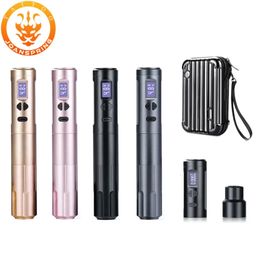 Tattoo Machine Rose gold K6003 Wired WirelessTattoo 3 5mm stroke Pen With 2 Battery Packs For Eyebrow Permanent Makeup 231201