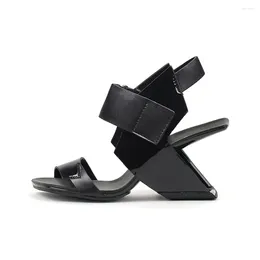 Sandals Ins Design Black Platform Women Gladiator Apricot Summer Working Pumps Stilettos 8cm Fretwork Wedge High Heels Sandalias